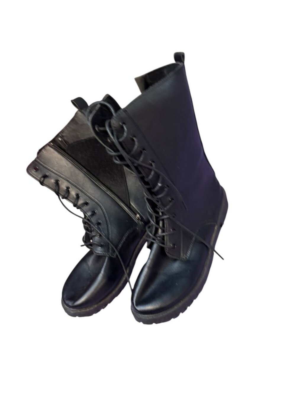 Black Combat Boots Lace-Up Side Zip Women’s Size 10 (EU 42) – Chunky Lug Sole